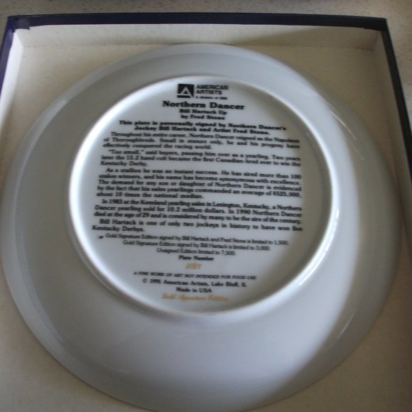 Fred Stone Gold Signature Edition Northern Dancer Collectors Plate - Picture 2 of 7